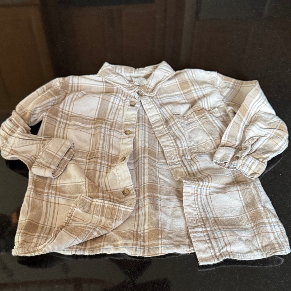 H&M Kids Plaid Shirt in Cream and Tan
